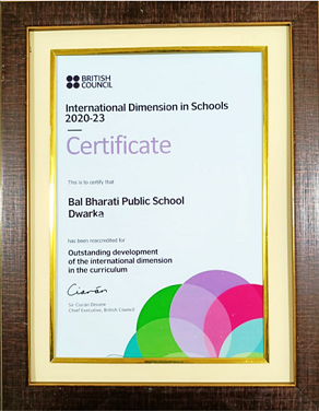 INTERNATIONAL DIMENSION IN SCHOOLS AWARD (2020-23) BY BRITISH COUNCIL
